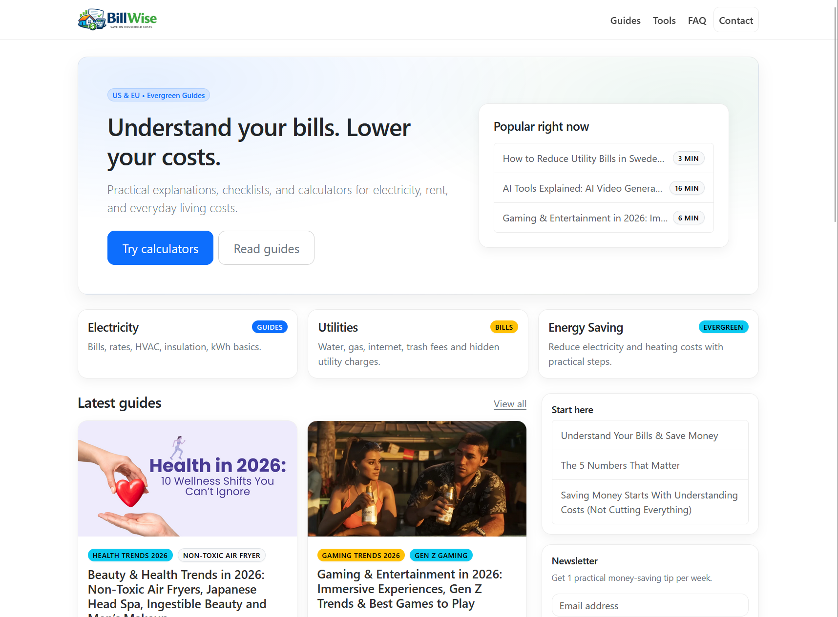 BillWise — Financial Tools & Guides Platform