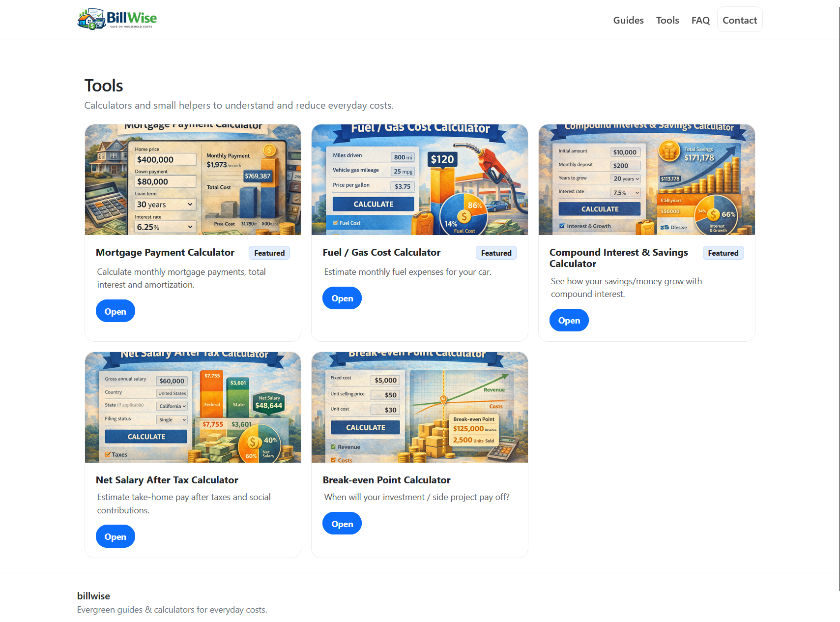 BillWise — Financial Tools & Guides Platform